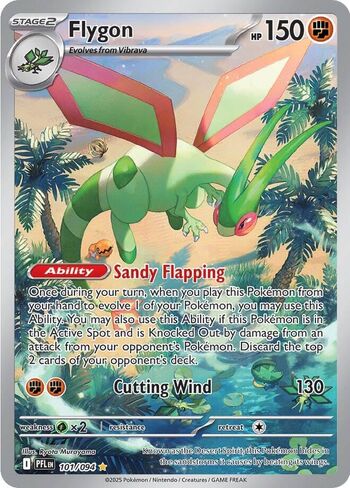 بوكيمون - Flygon 101/094 - النيران الوهمية - رسم توضيحي نادر - رقائق معدنية - بطاقة واحدة in Kuwait