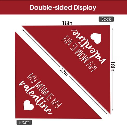 Valentines Day Dog Bandanas - My Mom is My Valentine Dog Scarf - 2 Pcs Adjustable Party Triangle Reversible Pet Bandanas for Small Medium Large Dogs in Saudi Arabia