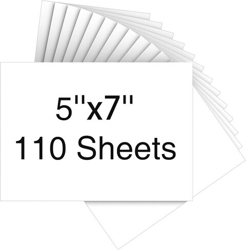 Cardstock 5 × 7 بوصة، 110 ورقة 190 جرامًا للمتر المربع ورق ثقيل الوزن من الورق الأبيض للطابعة، مثالي لدعوات الزفاف، وبطاقات DIY، والبطاقات البريدية، والصور، والفنون والحرف اليدوية in Kuwait