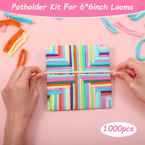 hidyuuoo 1000 PCS Loom Loops 6.7 inch Pastel Weaving Loom Loops Potholder Colorful Loop Elastic Weaving Loop Craft Flexible DIY Kit Colorful Crafts for Adults DIY Crafts Supplies in Kuwait