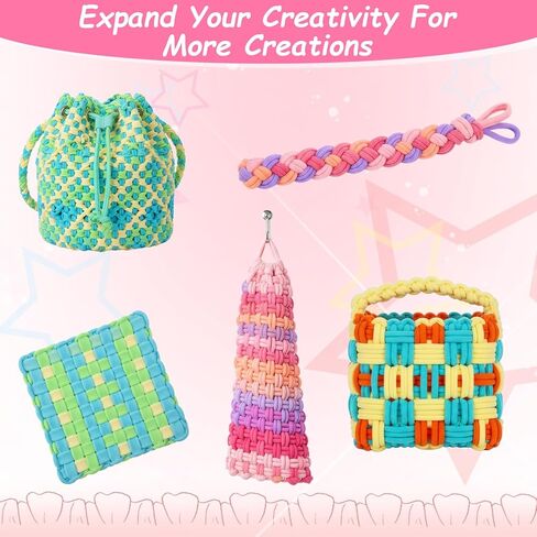 hidyuuoo 1000 PCS Loom Loops 6.7 inch Pastel Weaving Loom Loops Potholder Colorful Loop Elastic Weaving Loop Craft Flexible DIY Kit Colorful Crafts for Adults DIY Crafts Supplies in Kuwait