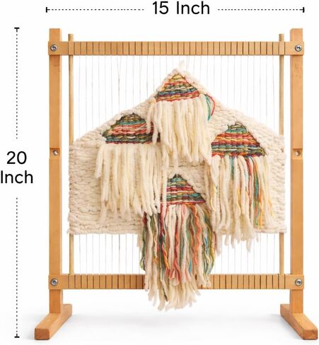 Large Wooden Weaving Loom Kit for Beginners | Adjustable Vertical Loom Frame with Tools | DIY Hand Weaving Craft Kit for Wall Art, Tapestry, and Yarn Projects in Saudi Arabia