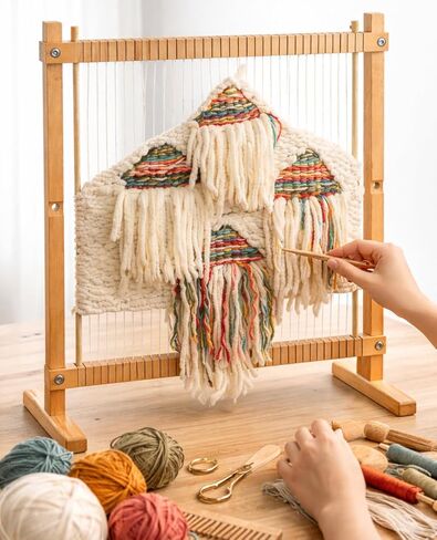 Large Wooden Weaving Loom Kit for Beginners | Adjustable Vertical Loom Frame with Tools | DIY Hand Weaving Craft Kit for Wall Art, Tapestry, and Yarn Projects in Saudi Arabia