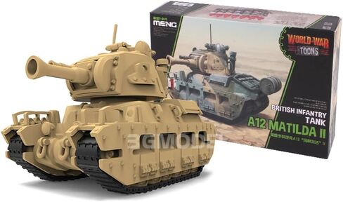 Meng wwt-014 World War Toons دبابة مشاة بريطانية A12 Matilda II أطقم منمذجة، تصميم تجميع سريع، برج قابل للتدوير in Kuwait