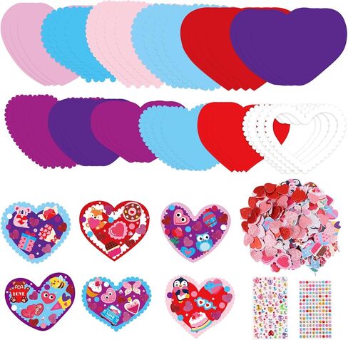 CCINEE 24 Sets Valentine's Day Heart Craft Kits DIY Heart Craft Set for School Gift Valentine's Day Wedding DIY Craft Supplies in Saudi Arabia