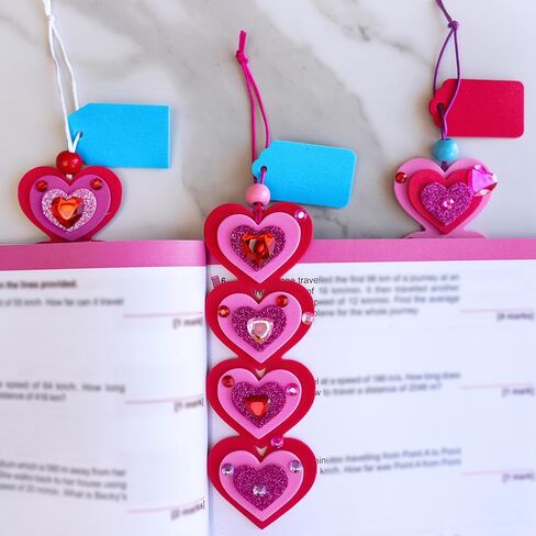 Winlyn 36 Sets Valentine's Day Decorations DIY Heart Bookmarks Valentine Craft Kits Blank Foam Heart Bookmarks Hearts Foam Stickers for Kids Classroom Activities Reading Party Favors Gift Exchange in Saudi Arabia