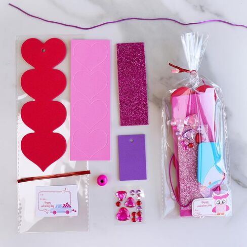 Winlyn 36 Sets Valentine's Day Decorations DIY Heart Bookmarks Valentine Craft Kits Blank Foam Heart Bookmarks Hearts Foam Stickers for Kids Classroom Activities Reading Party Favors Gift Exchange in Saudi Arabia