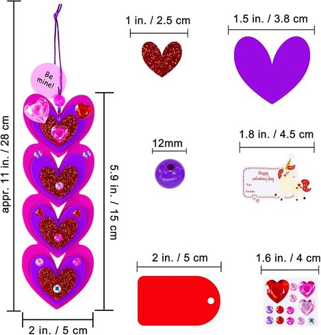 Winlyn 36 Sets Valentine's Day Decorations DIY Heart Bookmarks Valentine Craft Kits Blank Foam Heart Bookmarks Hearts Foam Stickers for Kids Classroom Activities Reading Party Favors Gift Exchange in Saudi Arabia