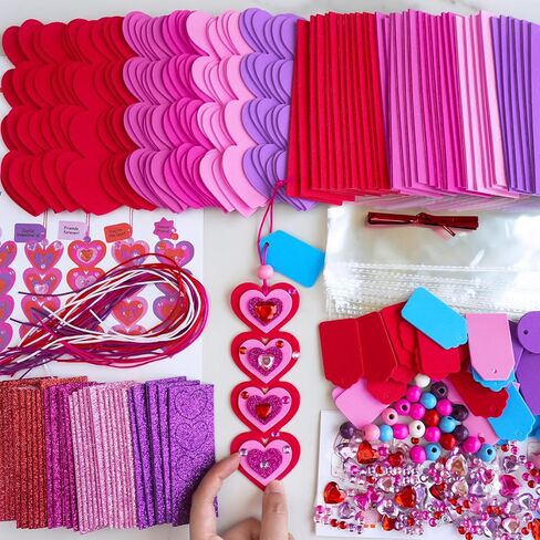 Winlyn 36 Sets Valentine's Day Decorations DIY Heart Bookmarks Valentine Craft Kits Blank Foam Heart Bookmarks Hearts Foam Stickers for Kids Classroom Activities Reading Party Favors Gift Exchange in Saudi Arabia