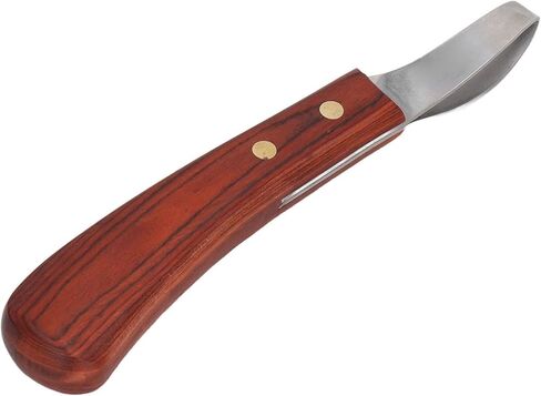 سكين تشذيب حافر مزدوج الحواف، سكين حافر بمقبض خشبي، أداة فاريير للخيول غير قابلة للانزلاق، مقص حافر بيضاوي متعدد الأغراض (نسخة مطورة بلون خشب الورد) in Kuwait