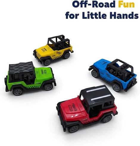 4 عبوات من سيارات الدفع الرباعي للطرق الوعرة 4 × 4، مجموعة مركبات شاحنة صغيرة قابلة للسحب للخلف، تصميم يشبه سيارات الجيب للأطفال والصغار، هدايا الحفلات وهدايا عيد الميلاد in Saudi Arabia