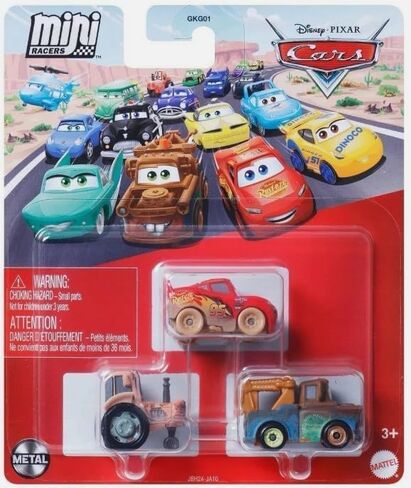 Mattel Cars Mini Racers, Die-Cast Vehicle Set, 3 Pack (Goin Tractor Tippin - Muddy Lightning McQueen Mater Tractor) in Saudi Arabia