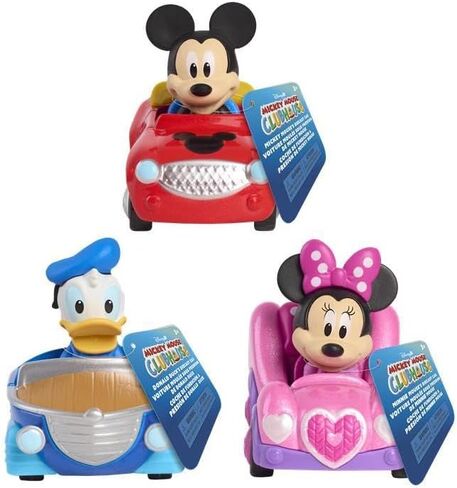 Disney Jr. Mickey Mouse Clubhouse Diecast Car 3-Pack, 3.5-inch Toy Vehicles, Includes Mickey Mouse, Minnie Mouse, and Donald Duck, Toy for Fans, Boys, Kids, Ages 3 and Up by Just Play in Saudi Arabia