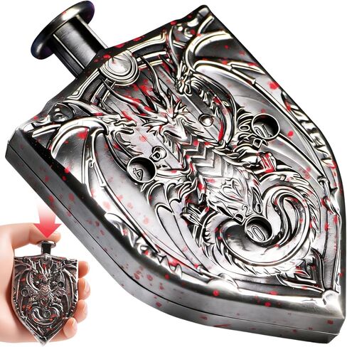 Mechanical Spinner Dice with Button-Activated Roulette Dice | 7-in-1 Shield Design Metal DND Dice Set for Tabletop RPG, D&D Gift for Gamers & DM (Dragon Emblem Shield Blood) in Saudi Arabia