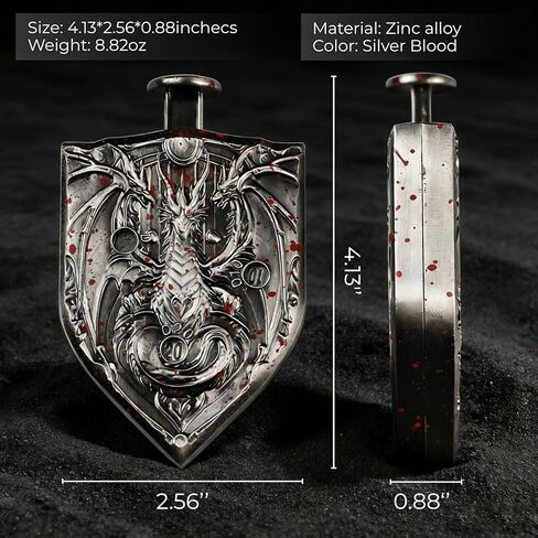 Mechanical Spinner Dice with Button-Activated Roulette Dice | 7-in-1 Shield Design Metal DND Dice Set for Tabletop RPG, D&D Gift for Gamers & DM (Dragon Emblem Shield Blood) in Saudi Arabia