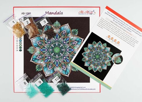 AllAboutEmbroideryUA Bead Embroidery kit Mandala AB-1001 Beaded Cross Stitch kit in Saudi Arabia