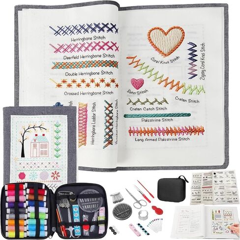 كتاب غرز التطريز SolaceShine، كتاب عدة التطريز، 2026 كتاب غرز DIY جديد مع أدوات الخياطة والبرامج التعليمية، مجموعة تدريب محمولة للمبتدئين والمتحمسين in Kuwait