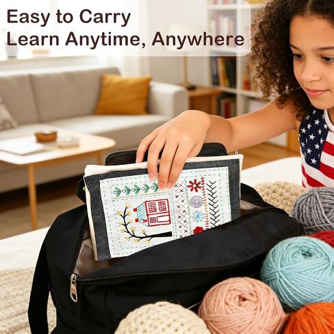 كتاب غرز التطريز SolaceShine، كتاب عدة التطريز، 2026 كتاب غرز DIY جديد مع أدوات الخياطة والبرامج التعليمية، مجموعة تدريب محمولة للمبتدئين والمتحمسين in Kuwait