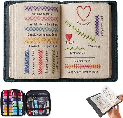 2026 New Embroidery Stitch Book Kit, Portable All Scenario Embroidery Stitch Book & Sewing Kit, Embroidery Practice Book with Instructional Tutorial 106 Pattern for DIY and Sew Enthusiast in Saudi Arabia
