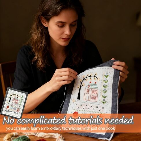 2026 New Embroidery Stitch Book Kit, Portable All Scenario Embroidery Stitch Book & Sewing Kit, Embroidery Practice Book with Instructional Tutorial 106 Pattern for DIY and Sew Enthusiast in Saudi Arabia