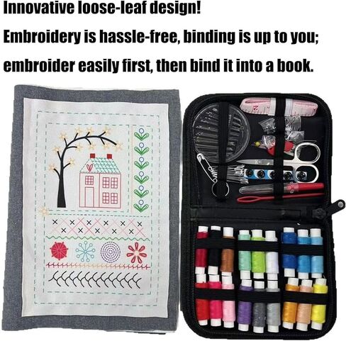 2026 New Embroidery Stitch Book Kit, Portable All Scenario Embroidery Stitch Book & Sewing Kit, Embroidery Practice Book with Instructional Tutorial 106 Pattern for DIY and Sew Enthusiast in Saudi Arabia
