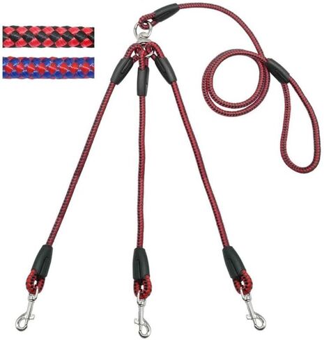 Adjustable Nylon 3 Way No-Tangle Triple Couple Pet Dog Walking Leash Lead with Padded Soft Handle Breakaway 3 Heads Lead Leash in Saudi Arabia