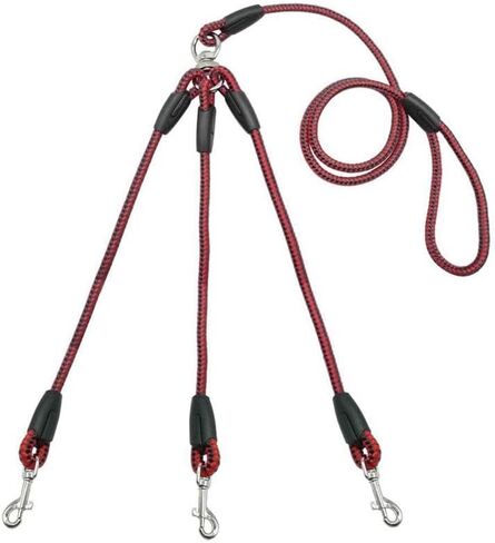 Adjustable Nylon 3 Way No-Tangle Triple Couple Pet Dog Walking Leash Lead with Padded Soft Handle Breakaway 3 Heads Lead Leash in Saudi Arabia