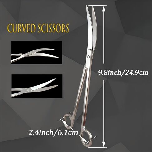 Long Aquarium Scissors for Plants 9.8 inches, Aquascaping Scissors Curved, Aquarium Plant Trimmer, Aquascape Tools, Terrarium Tools for Plants in Saudi Arabia