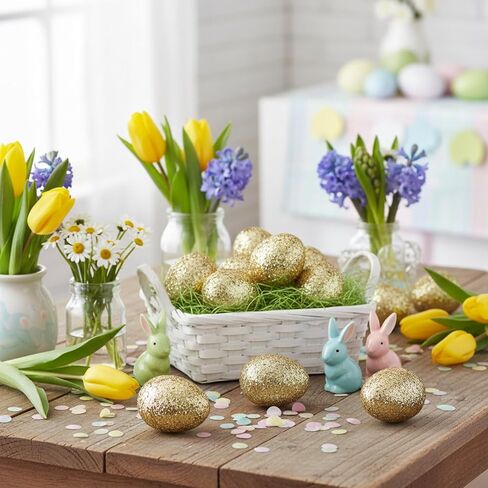 30 Pcs Glitter Easter Eggs 2.3 Inch Plastic Easter Eggs Fillable Hunt Basket Stuffer for Holiday Decor Craft Projects in Saudi Arabia