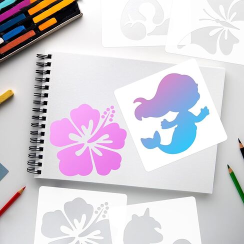 36 قطعة استنسل للأطفال، استنسل رسم للحرف اليدوية، قابل لإعادة الاستخدام، قابل للغسل، استنسل طلاء فني كبير، قالب الشكل الأساسي لورق الحائط القماشي in Kuwait