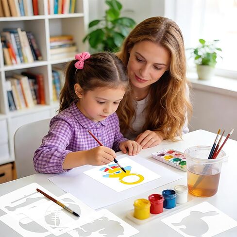36 قطعة استنسل للأطفال، استنسل رسم للحرف اليدوية، قابل لإعادة الاستخدام، قابل للغسل، استنسل طلاء فني كبير، قالب الشكل الأساسي لورق الحائط القماشي in Kuwait