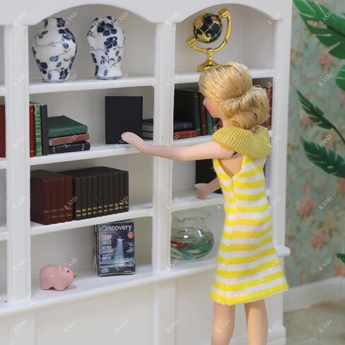 iLAND Dollhouse Bookshelf 1/12 مقياس أثاث بيت الدمى رف كتب خشبي صغير للكتب المصغرة خزانة الكتب الصغيرة 1/12 مقياس الملحقات مكتبة صغيرة بيت الدمية غرفة المعيشة رف الكتب الهدايا المصغرة in Kuwait