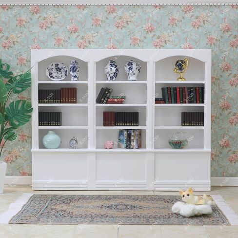 iLAND Dollhouse Bookshelf 1/12 مقياس أثاث بيت الدمى رف كتب خشبي صغير للكتب المصغرة خزانة الكتب الصغيرة 1/12 مقياس الملحقات مكتبة صغيرة بيت الدمية غرفة المعيشة رف الكتب الهدايا المصغرة in Kuwait