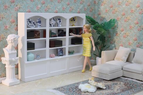 iLAND Dollhouse Bookshelf 1/12 مقياس أثاث بيت الدمى رف كتب خشبي صغير للكتب المصغرة خزانة الكتب الصغيرة 1/12 مقياس الملحقات مكتبة صغيرة بيت الدمية غرفة المعيشة رف الكتب الهدايا المصغرة in Kuwait