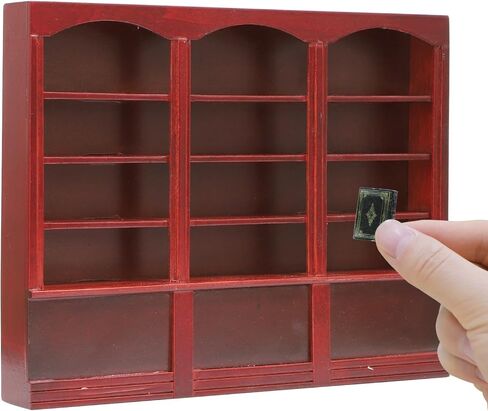 iLAND Dollhouse Bookshelf 1/12 مقياس أثاث بيت الدمى رف كتب خشبي صغير للكتب المصغرة خزانة الكتب الصغيرة 1/12 مقياس الملحقات مكتبة صغيرة بيت الدمية غرفة المعيشة رف الكتب الهدايا المصغرة in Kuwait