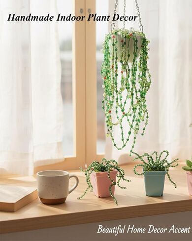 ZCYZXJY Beaded Plant Kit for Adults, Glass Beads Plant Making DIY Craft Kit with Pots & Foam, Handmade Beaded Succulent and Hanging Vine Decor, Creative Gift for Plant Lovers in Saudi Arabia