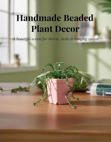 ZCYZXJY Beaded Plant Kit for Adults, Glass Beads Plant Making DIY Craft Kit with Pots & Foam, Handmade Beaded Succulent and Hanging Vine Decor, Creative Gift for Plant Lovers in Saudi Arabia