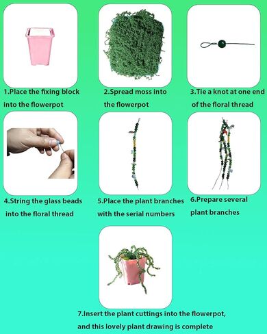 ZCYZXJY Beaded Plant Kit for Adults, Glass Beads Plant Making DIY Craft Kit with Pots & Foam, Handmade Beaded Succulent and Hanging Vine Decor, Creative Gift for Plant Lovers in Saudi Arabia