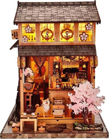 Japanese Izakaya DIY Book Nook Kits - 3D Wooden Dollhouse Puzzle for Adults, Teens, Girlfriend, Classmates & Family | Unique Easter St. Patrick's Day Gift, Bookshelf Decor in Saudi Arabia
