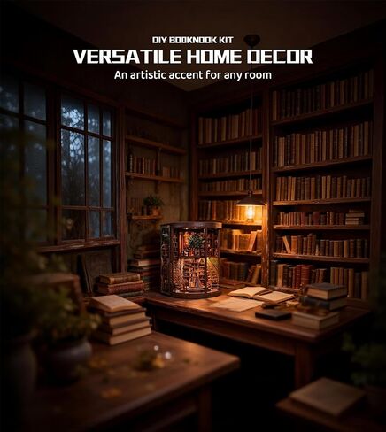 Roroom DIY Miniature House Kit، حلقات الحكمة، مجموعة كتب مستودع الكتب مع ضوء LED، طقم بيت الدمى المصغر ثلاثي الأبعاد لديكور رف الكتب - هدية إبداعية للعائلة والأصدقاء in Kuwait