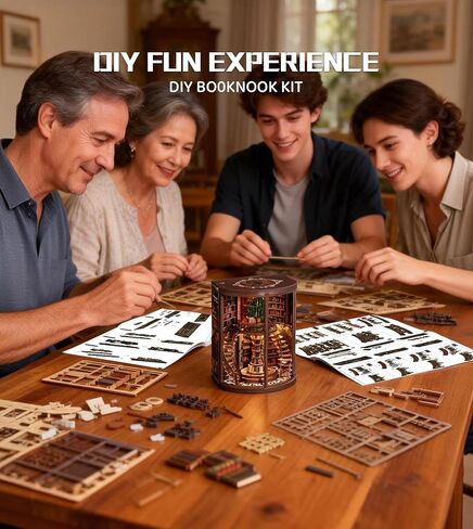 Roroom DIY Miniature House Kit، حلقات الحكمة، مجموعة كتب مستودع الكتب مع ضوء LED، طقم بيت الدمى المصغر ثلاثي الأبعاد لديكور رف الكتب - هدية إبداعية للعائلة والأصدقاء in Kuwait