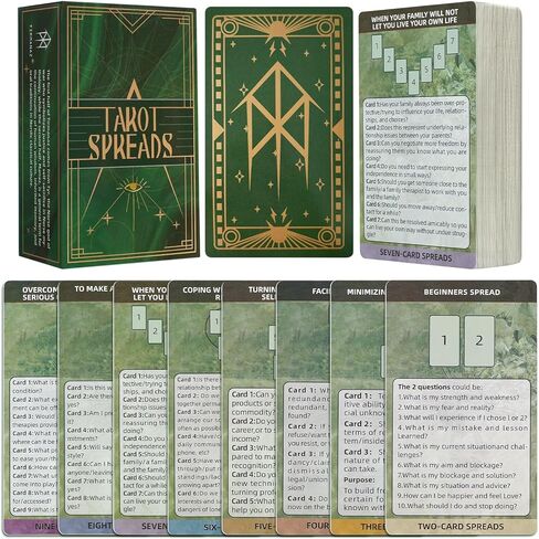 121 قطعة من بطاقات التاروت، أداة دليل سطح التارو للمبتدئين، هدية روحية (8 أنواع من تخطيطات بطاقات التارو مع التعليمات) in Kuwait