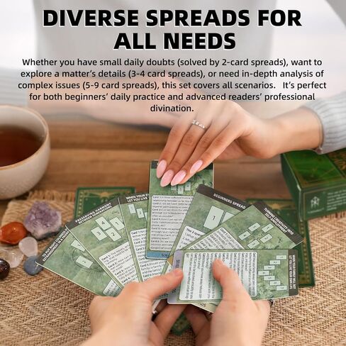 121 قطعة من بطاقات التاروت، أداة دليل سطح التارو للمبتدئين، هدية روحية (8 أنواع من تخطيطات بطاقات التارو مع التعليمات) in Kuwait