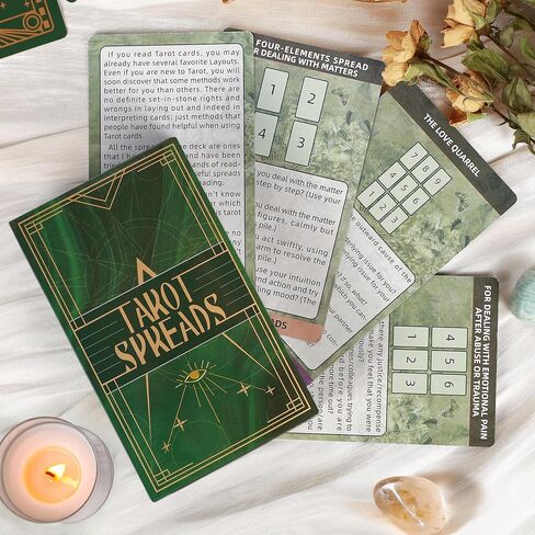 121 قطعة من بطاقات التاروت، أداة دليل سطح التارو للمبتدئين، هدية روحية (8 أنواع من تخطيطات بطاقات التارو مع التعليمات) in Kuwait