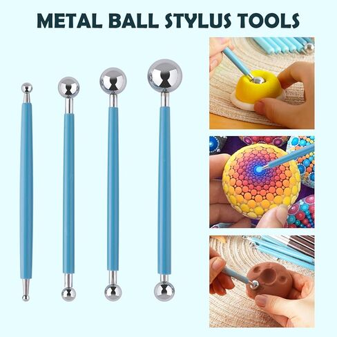 EUOCENK 14PCS Silicone Clay Sculpting Tool, Ball Stylus Clay Tools, Clay Shaper Brushes for Modeling, Dotting, Polymer Clay, Pottery Crafts, Nail Art, Rock, Blending, Drawing, Air Dry Clay, Ceramics in Saudi Arabia