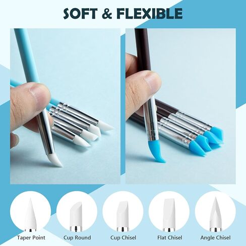 EUOCENK 14PCS Silicone Clay Sculpting Tool, Ball Stylus Clay Tools, Clay Shaper Brushes for Modeling, Dotting, Polymer Clay, Pottery Crafts, Nail Art, Rock, Blending, Drawing, Air Dry Clay, Ceramics in Saudi Arabia
