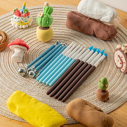 EUOCENK 14PCS Silicone Clay Sculpting Tool, Ball Stylus Clay Tools, Clay Shaper Brushes for Modeling, Dotting, Polymer Clay, Pottery Crafts, Nail Art, Rock, Blending, Drawing, Air Dry Clay, Ceramics in Saudi Arabia