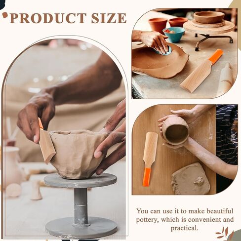 Reallnaive Wooden Clay Paddle for Pottery and Ceramics 11.18 Inch Pottery Paddle Sculpture Ceramic Art Wooden Clapper Sculpting Carving Modeling Tools with Silicone Sleeve for DIY Ceramic Art Crafts in Saudi Arabia