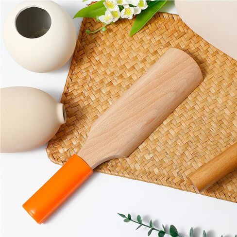 Reallnaive Wooden Clay Paddle for Pottery and Ceramics 11.18 Inch Pottery Paddle Sculpture Ceramic Art Wooden Clapper Sculpting Carving Modeling Tools with Silicone Sleeve for DIY Ceramic Art Crafts in Saudi Arabia