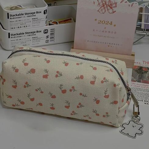 Pencil Case Large Capacity Pencil Pouch with Durable Zipper Floral Printing Pen Bag for Women & Men in Saudi Arabia